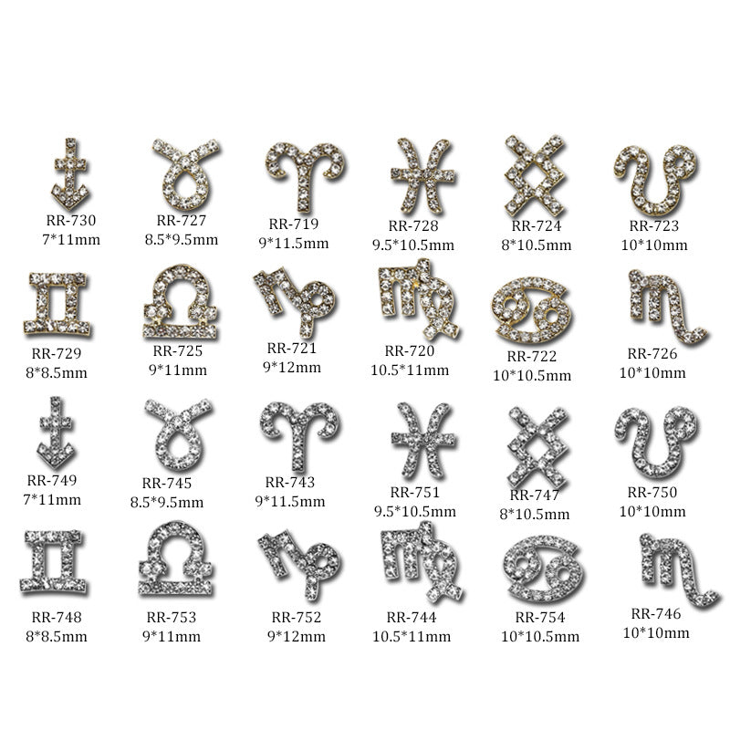 Creative 3D Twelve Zodiac Sign Nail Art Accessories