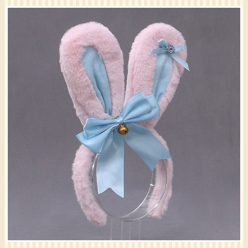 Lolita Animal Ears Accessories Diamond Bowknot Plush Rabbit Ears Headband