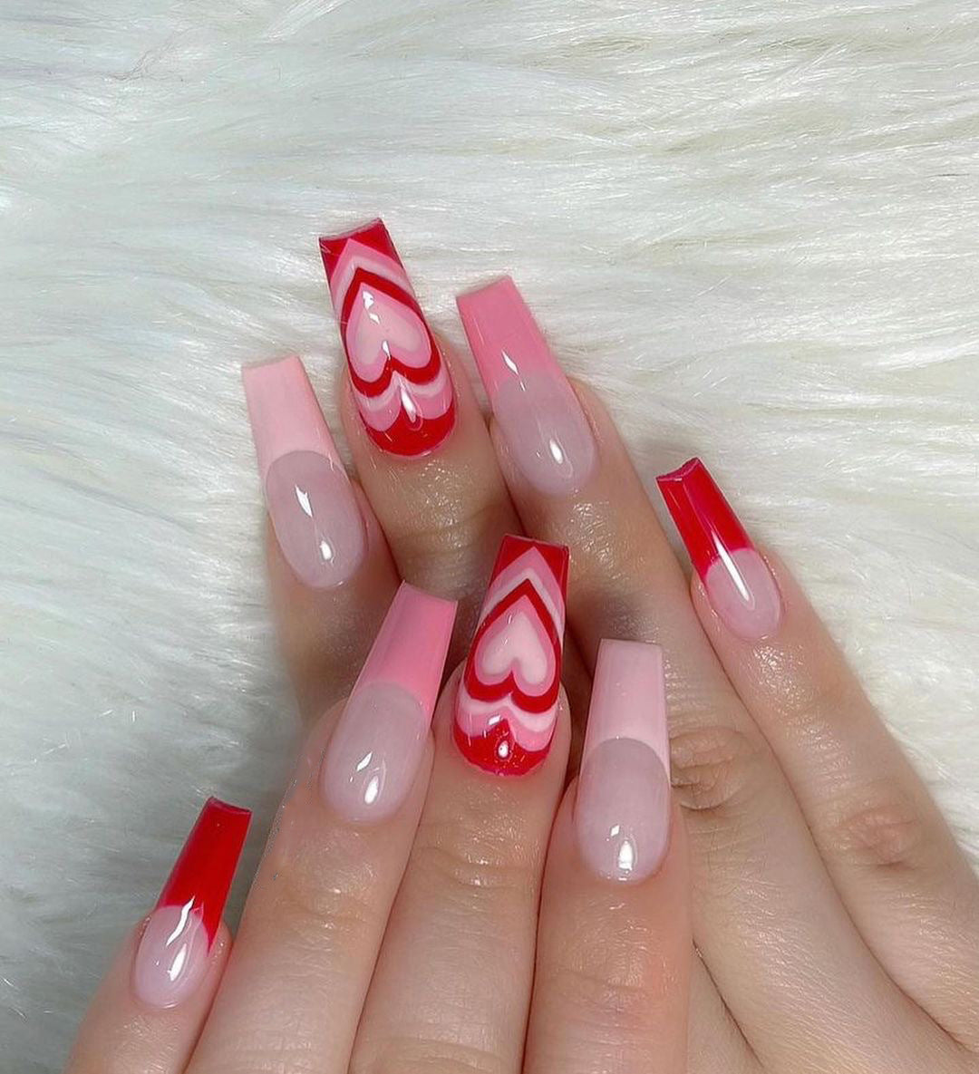 French Peach Heart Wear Finished Nail Beauty Removable Nail Tip