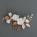 Design Ceramic White Flower Hair Comb Earrings