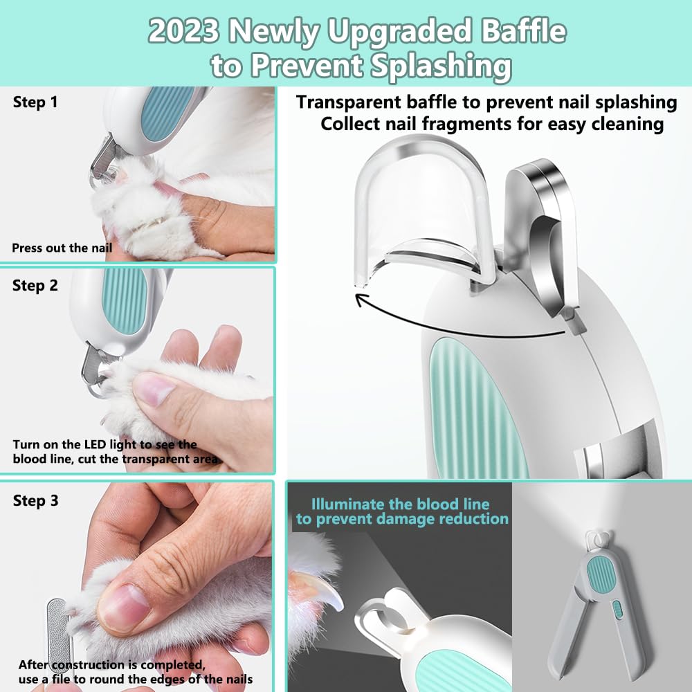 LED Labor-Saving Dog And Cat Nail Clippers, Pet Nail Trimmers With LED Light, And Circular Cut-hole Cat Paw Cutter Dogs Nail Cutter Avoid Excessive Cutting