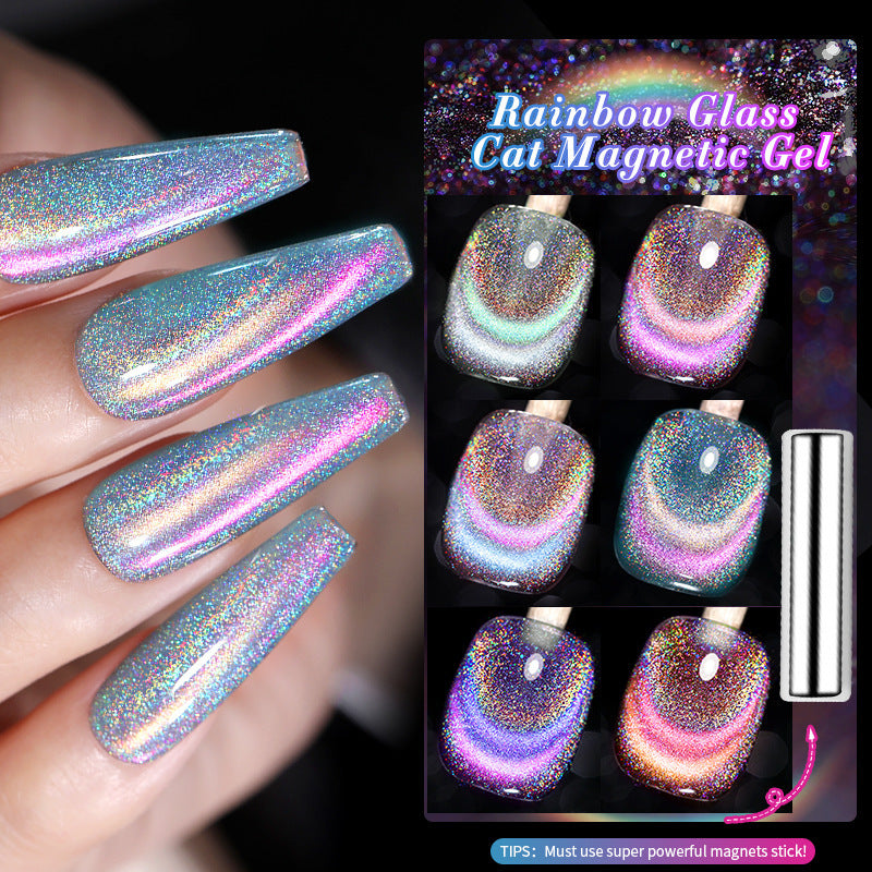 New Three-color Aurora Rainbow Glass Cat Eye Gel Polish Phototherapy Plastic