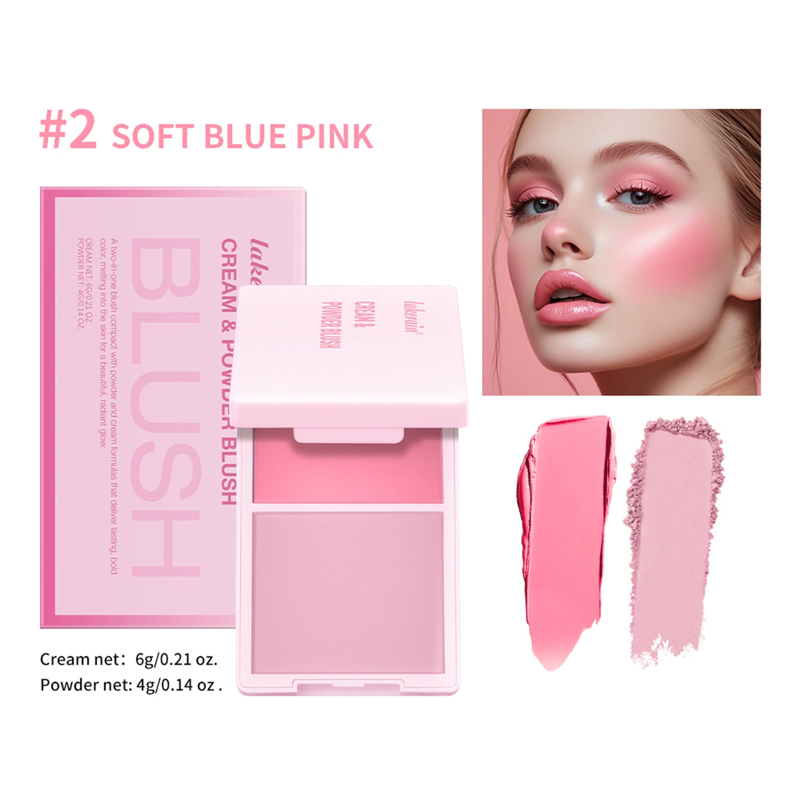 Lakerain Two-in-one Blusher Blush Powder Plate Not Easy To Smudge