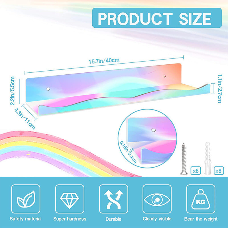Transparent Rainbow Acrylic Nail Polish Shelf Colorful Acrylic Wall Mount