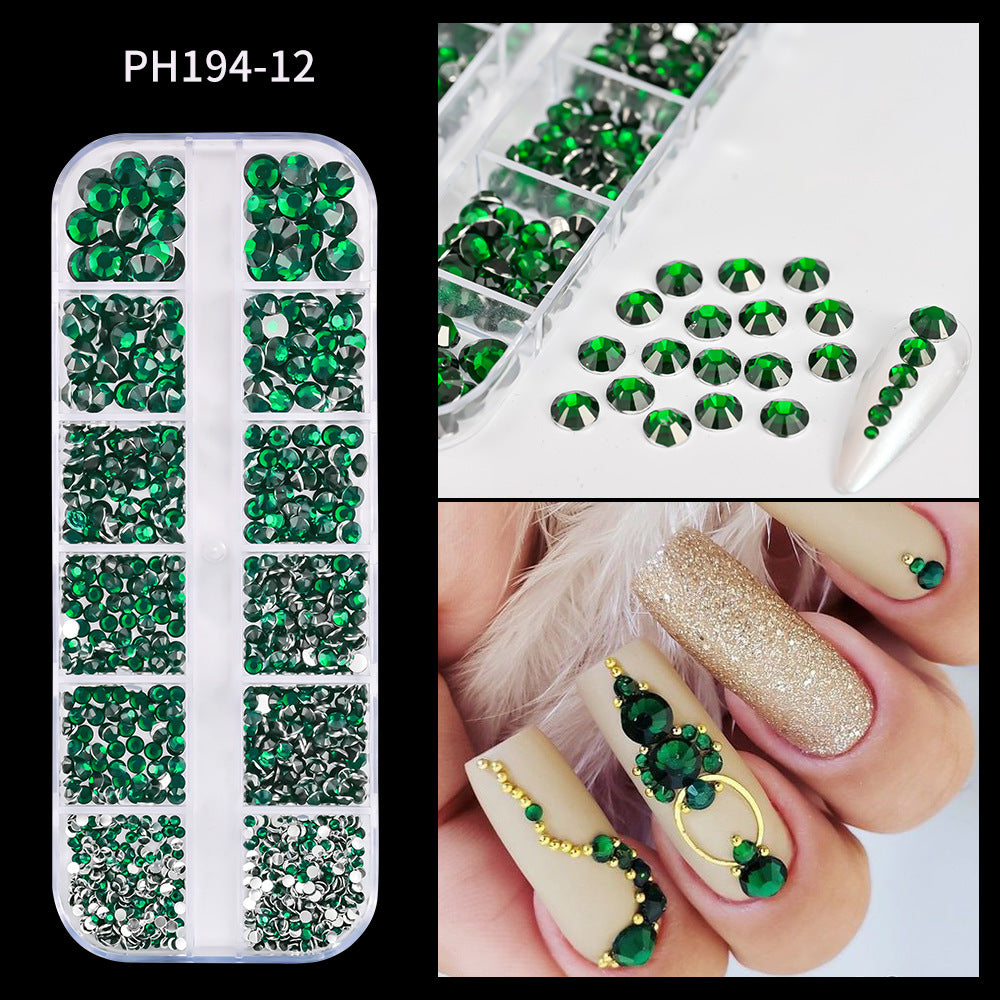 Plaid Nail Beauty Flat Bottom Rhinestone