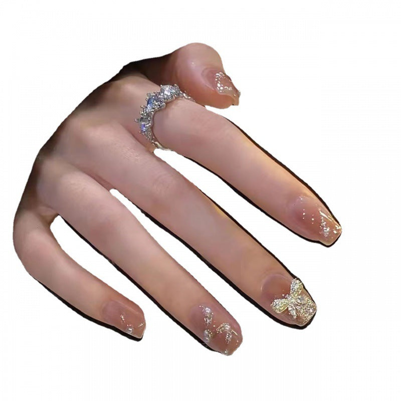Handmade Wear Armor Nail Stickers French Ribbon Butterfly Detachable