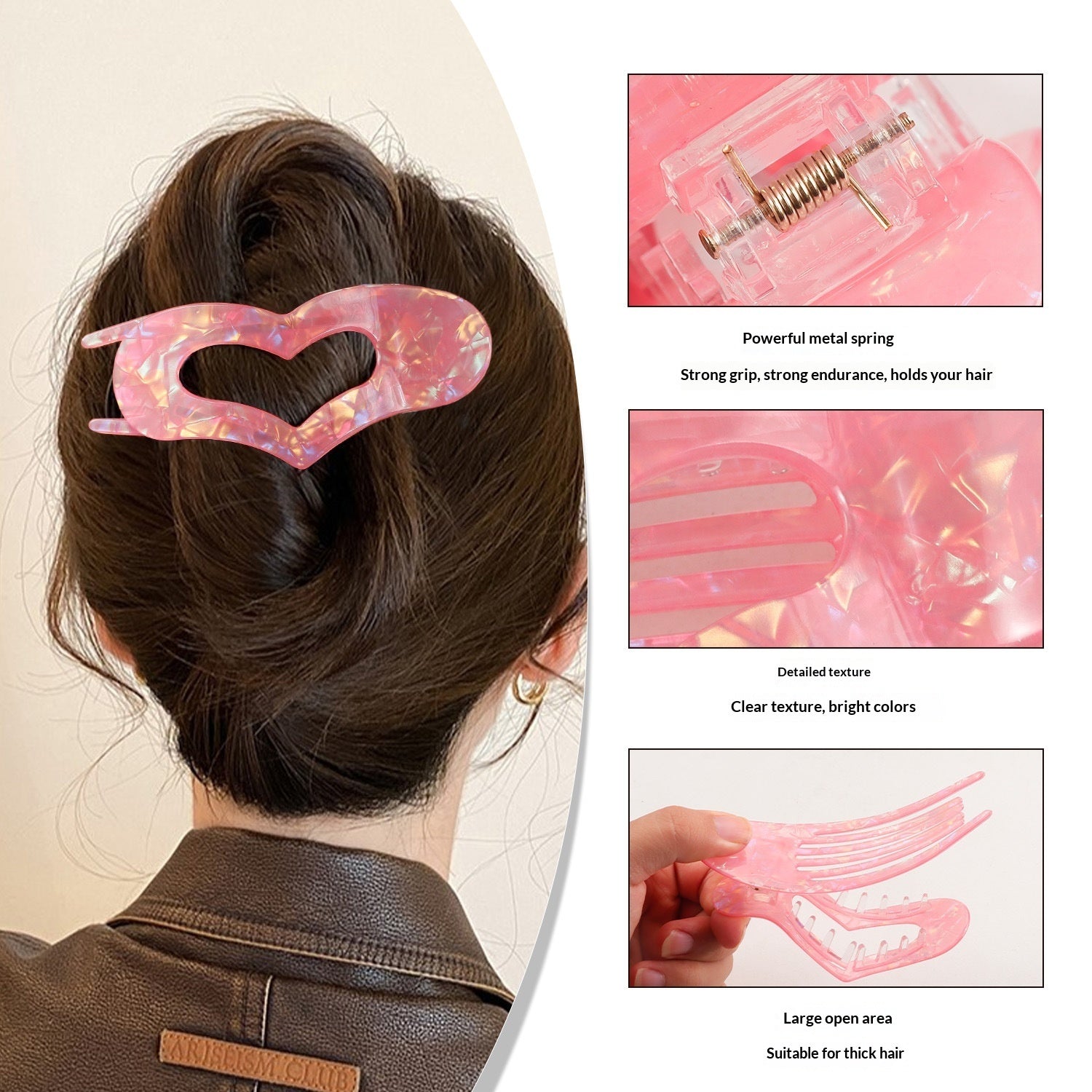 Flat Heart-shaped Swallowtail All-match Hair Clip For Back-of-head Updo