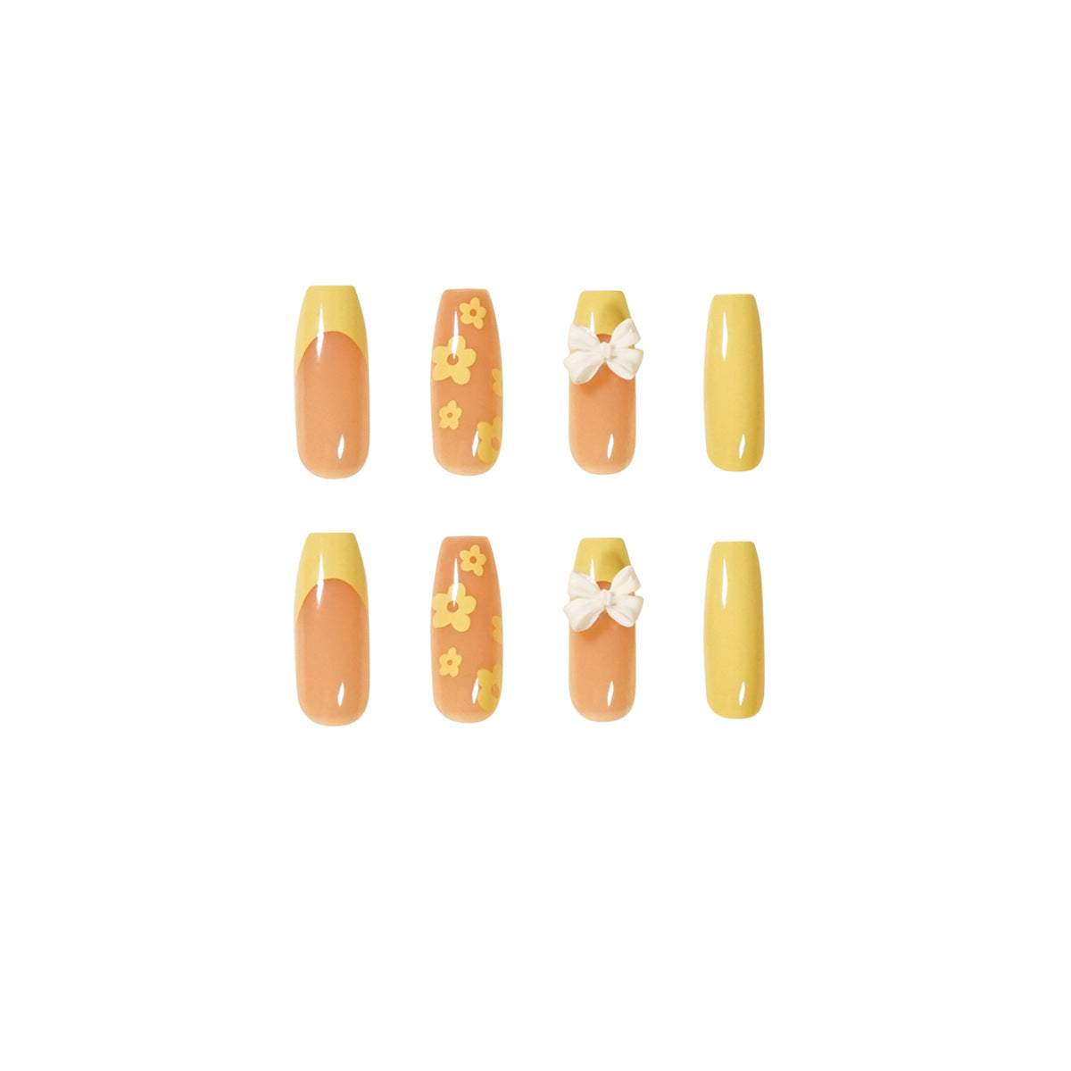 Goose Yellow Cream Small Flower French Wear Finished Nail Beauty Fake Nails Removable Nail Tip