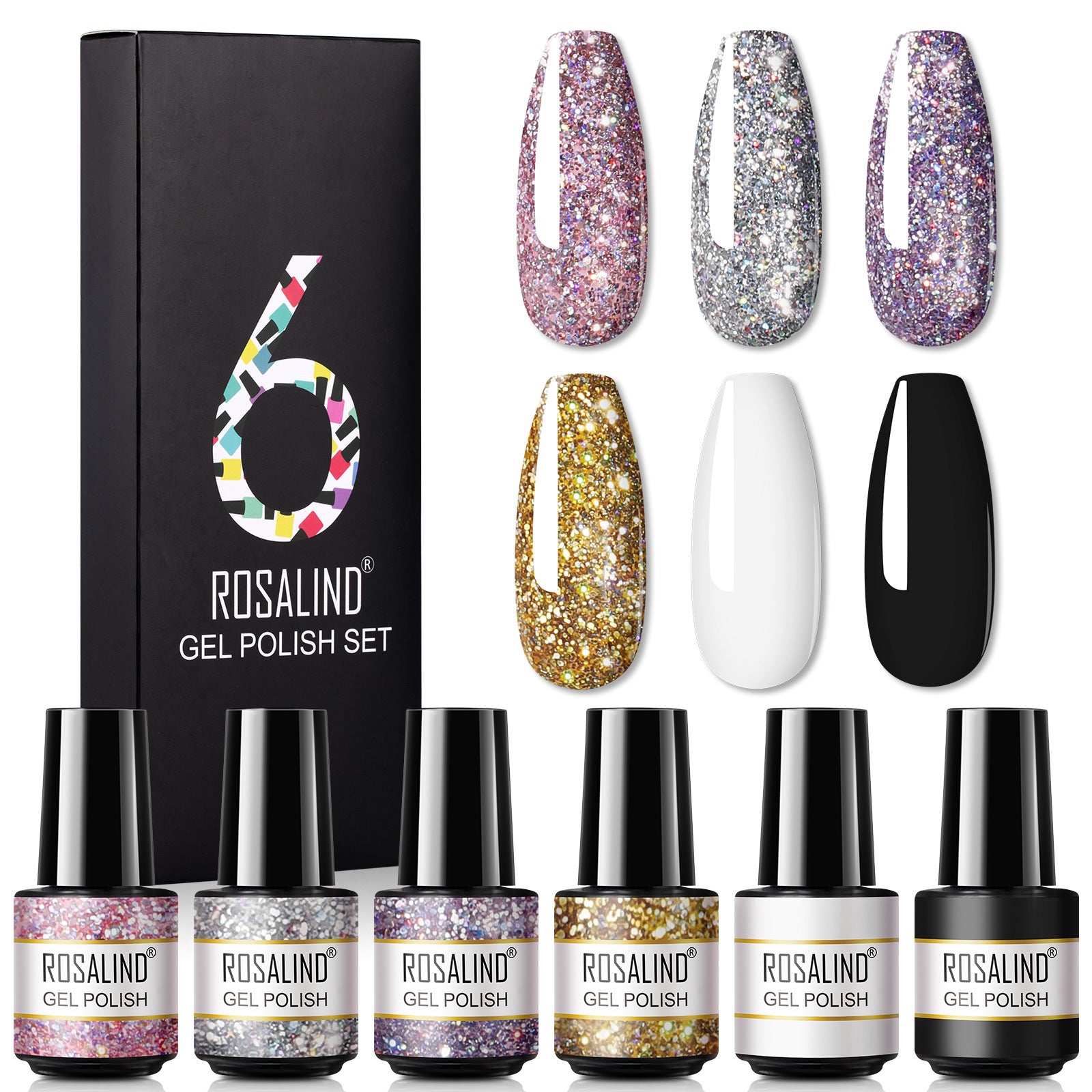 Rosalind A Bottle Of One-color Fine Glitter Nail Polish Set Box Korean Nail Color Glue