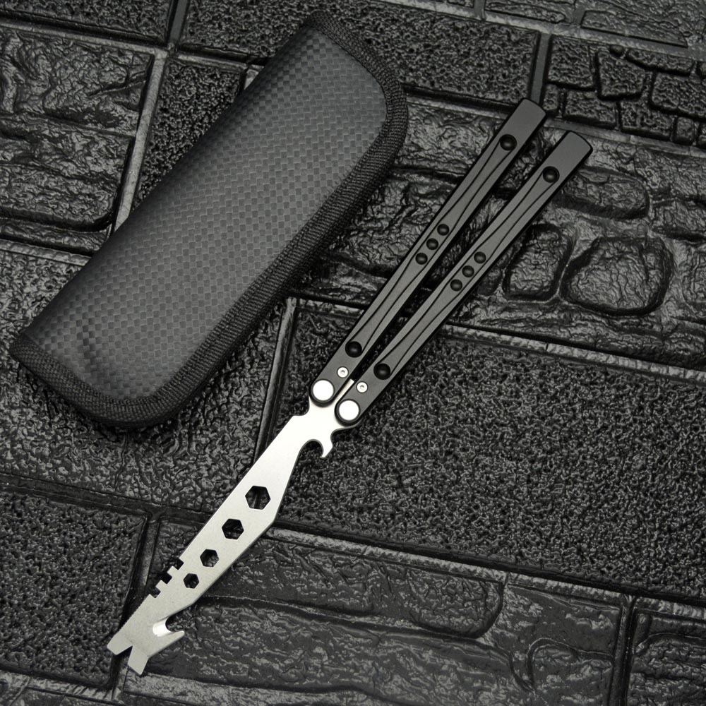 Uncut Fancy Butterfly Practice Swinging Knife Outdoor Camping Multi-function Comb Bottle Opener