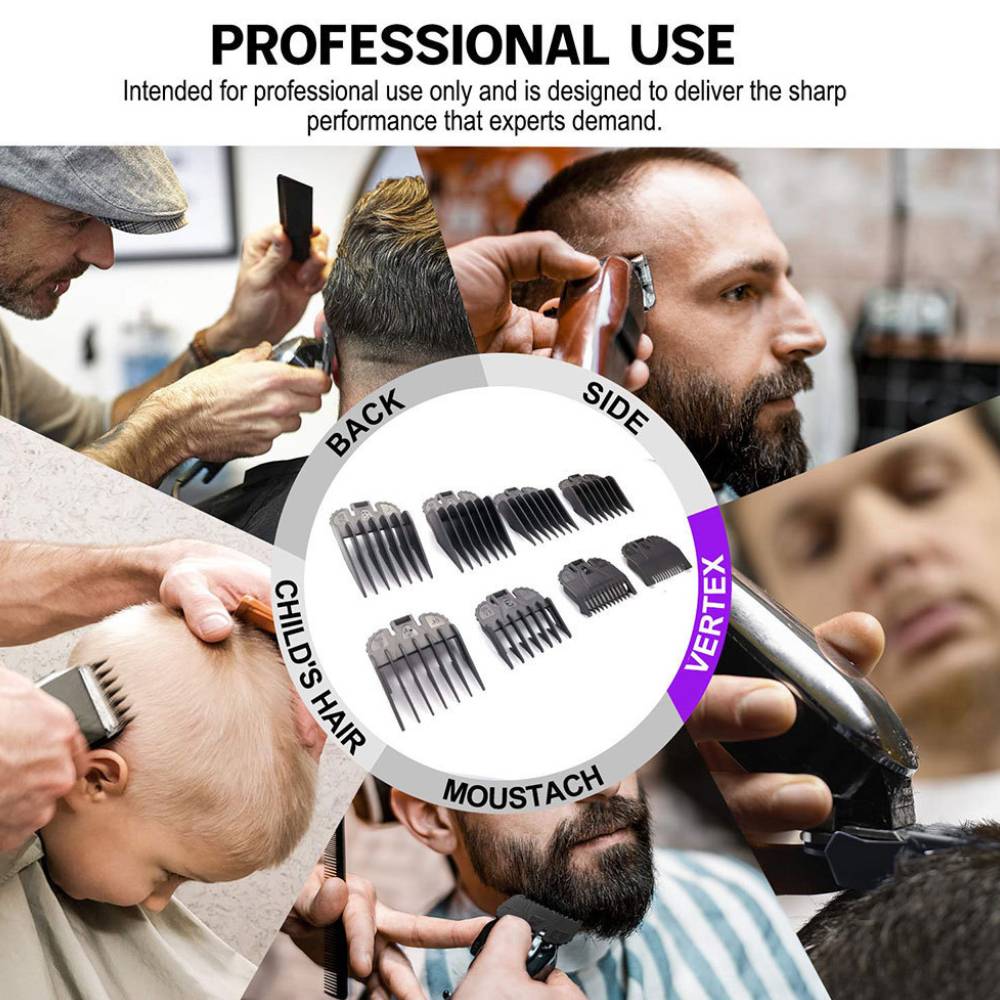 Hair Clipper Positioning Comb 8-piece Plastic Black Caliper Electric Clipper Position Guide Comb Hair Tools