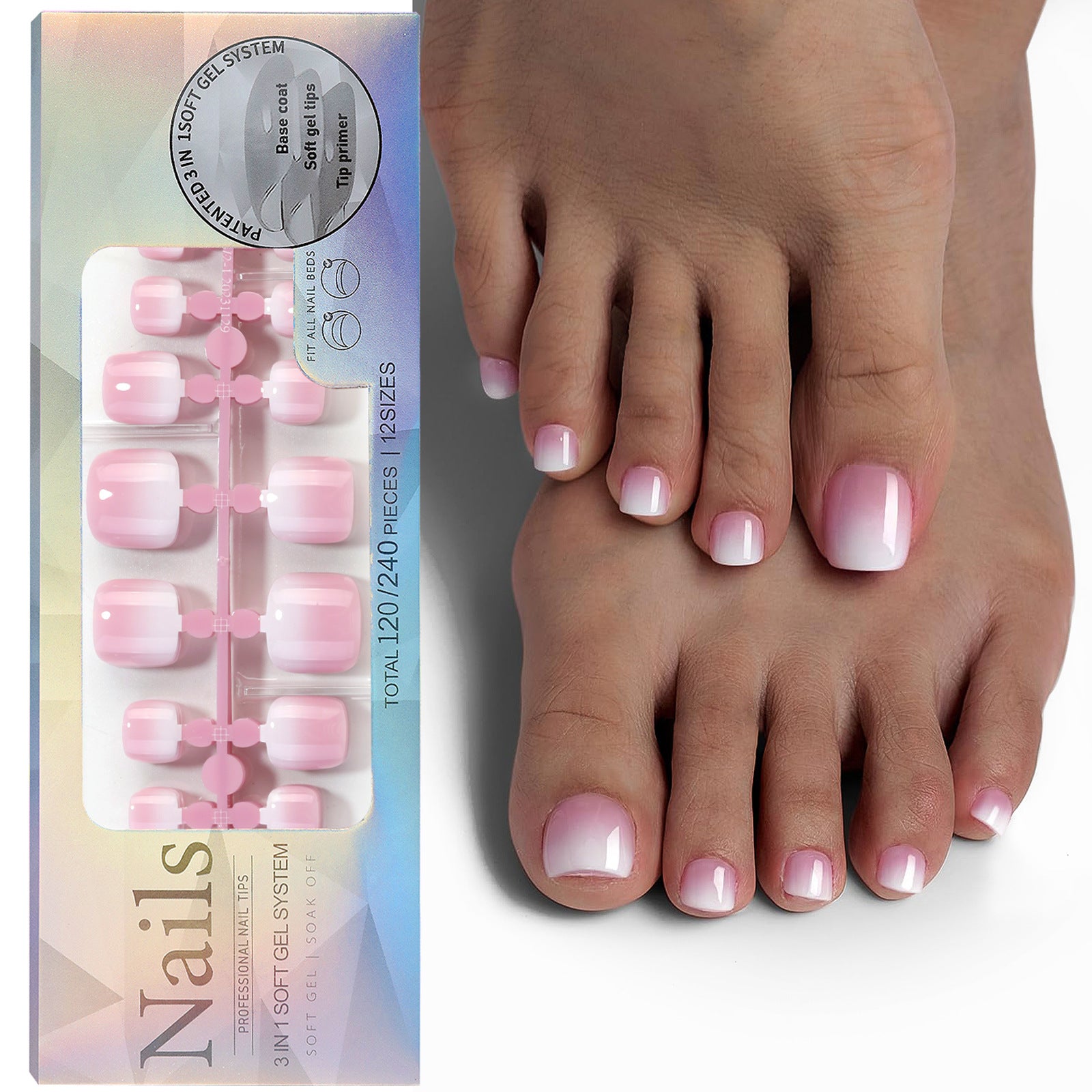 French Nail Finished Wear Nails Frosted Toe Nail Patch