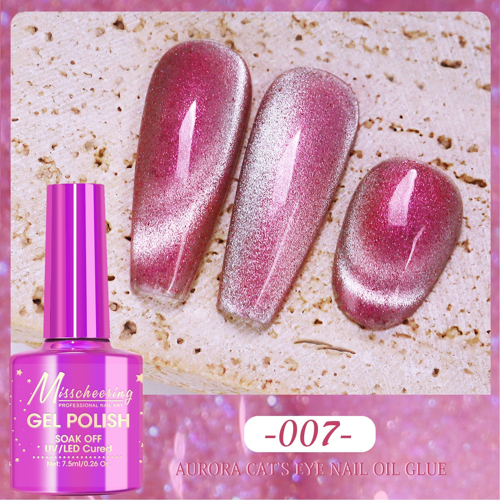 Misscheering Polar Day Crystal Cat's Eye Dazzling Magic Color Nail Polish