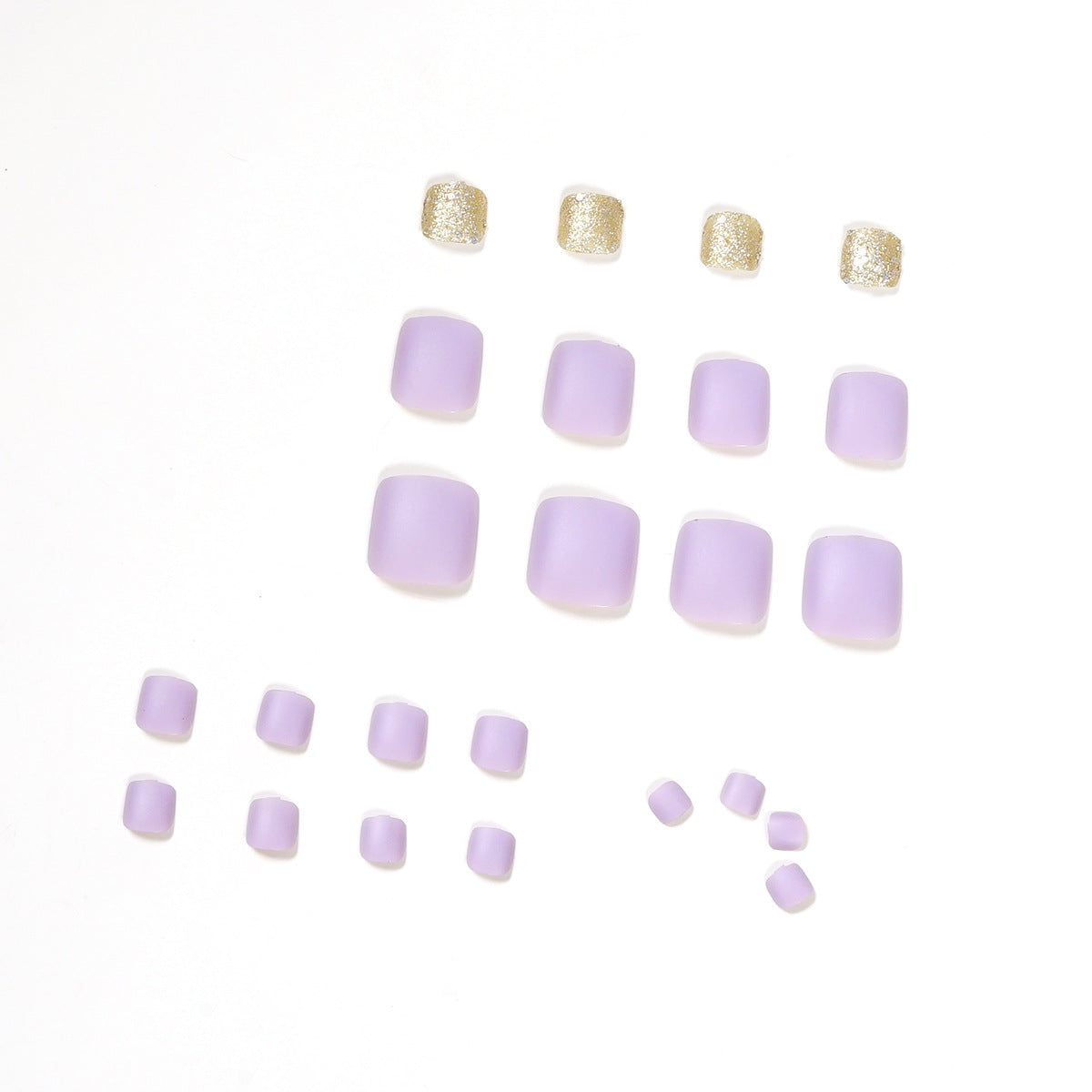 Summer Taro Purple Glitter Toenail Wear Finished Nail Beauty Feet Fake Nails Removable Nail Tip