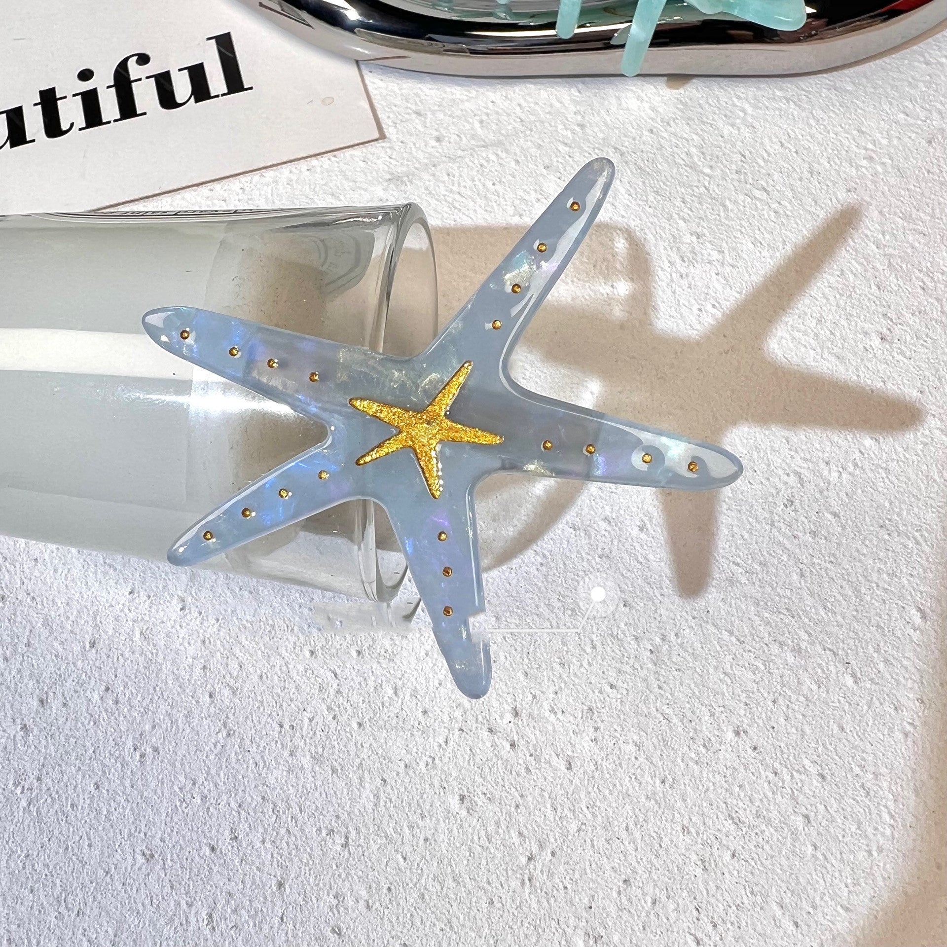 Beach Series Acetate Side Clip Starfish Conch