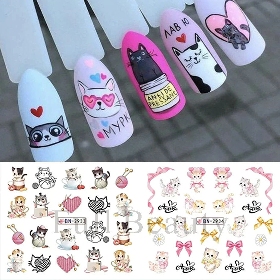 Cartoon Animal Nail Beauty Water Printing Stickers
