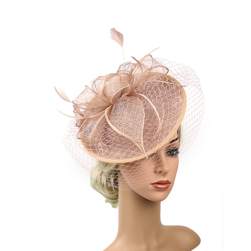 Linen Hat Feather Headdress Bridal Photography Photo Accessories
