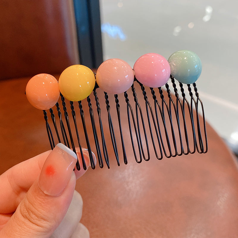 Summer Women's Candy Color Round Bean Hair Comb Organizer