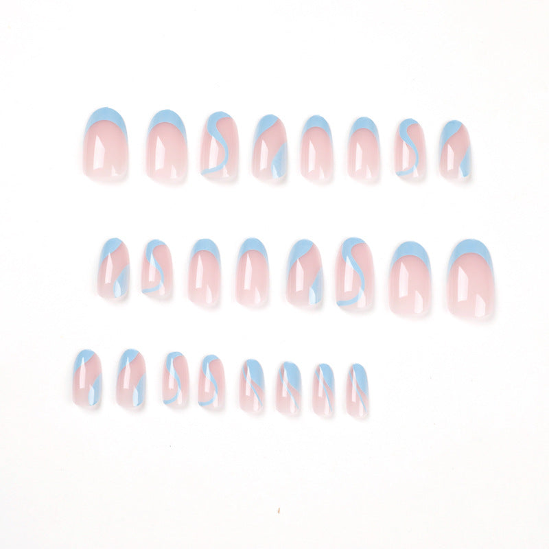 French Blue Wave Nail Sticker Finished Detachable
