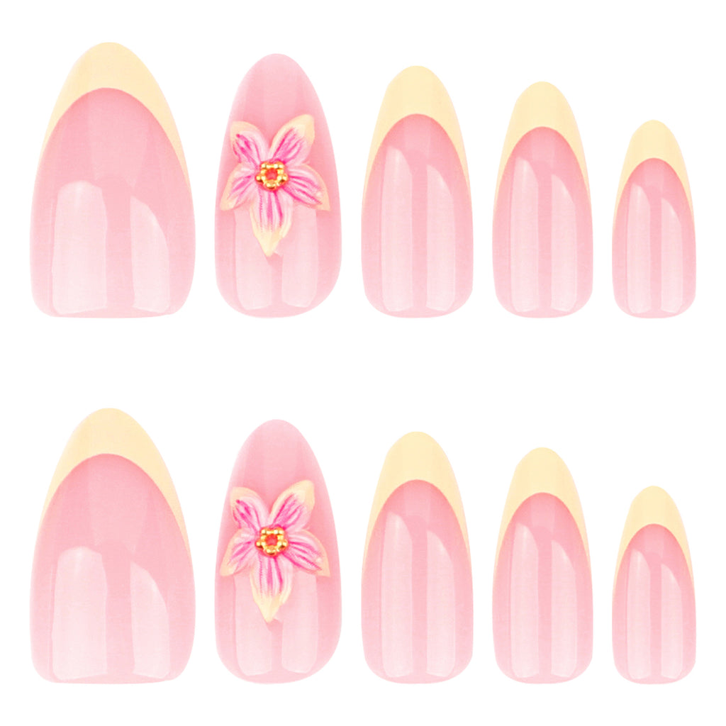 Three-dimensional Flower Manicure Nail Shaped Piece French Yellow