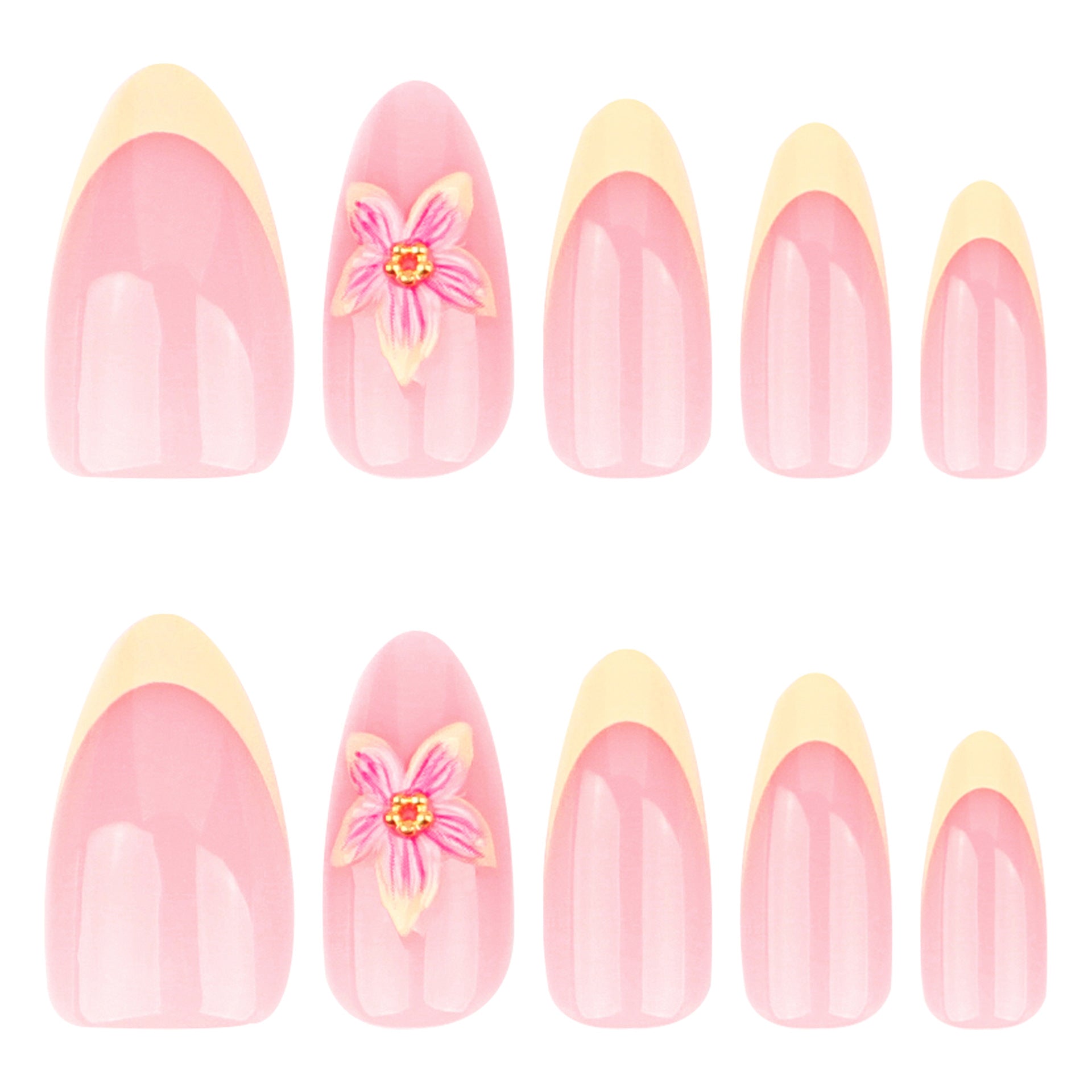 Three-dimensional Flower Manicure Nail Shaped Piece French Yellow