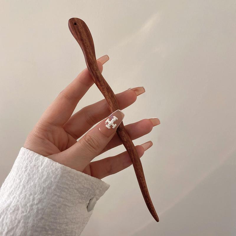 Simple Sandalwood Hairpin Elegant Updo Hair Accessories