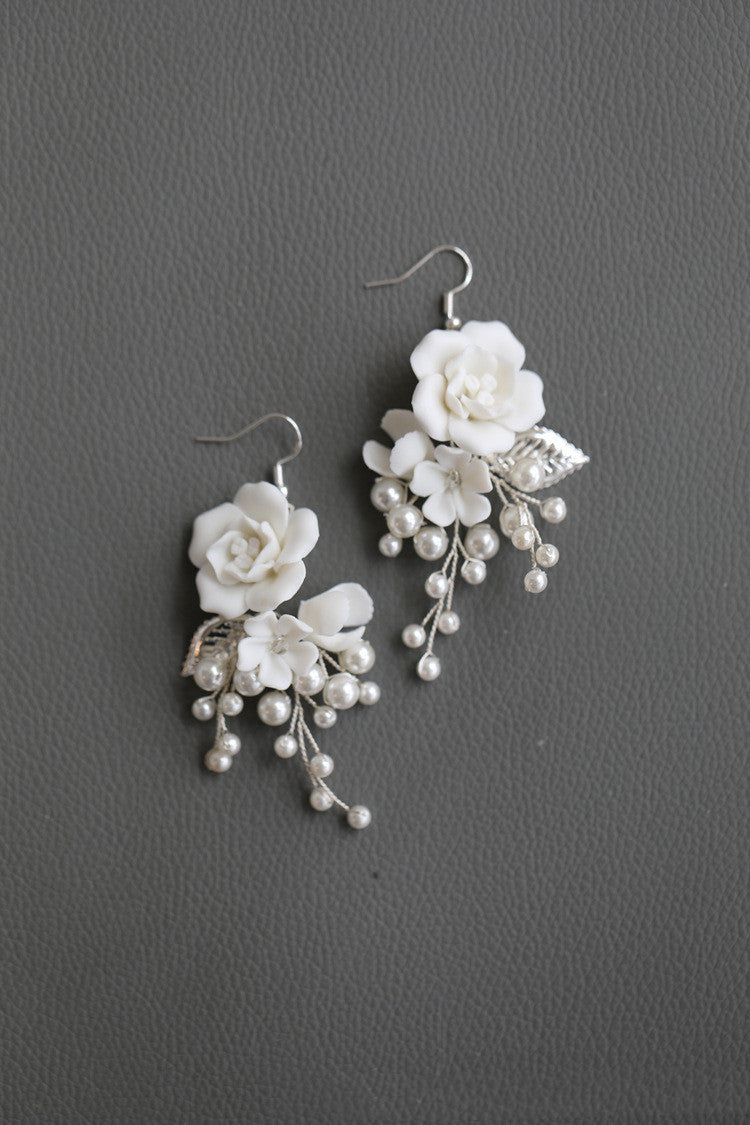 Handmade Beaded Ceramic Flower Hair Accessories
