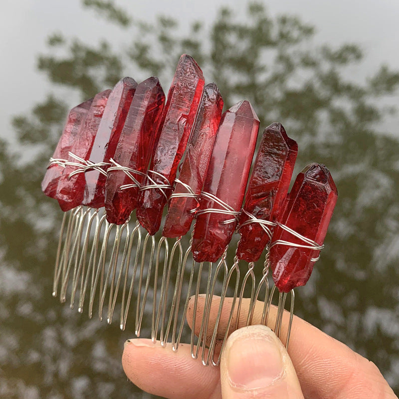 Natural Crystal Bridal Silver Line 20-tooth Hair Comb