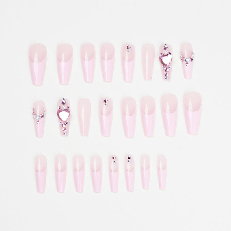 French Long Ballet Love Pile Diamond Wear Nail Polish