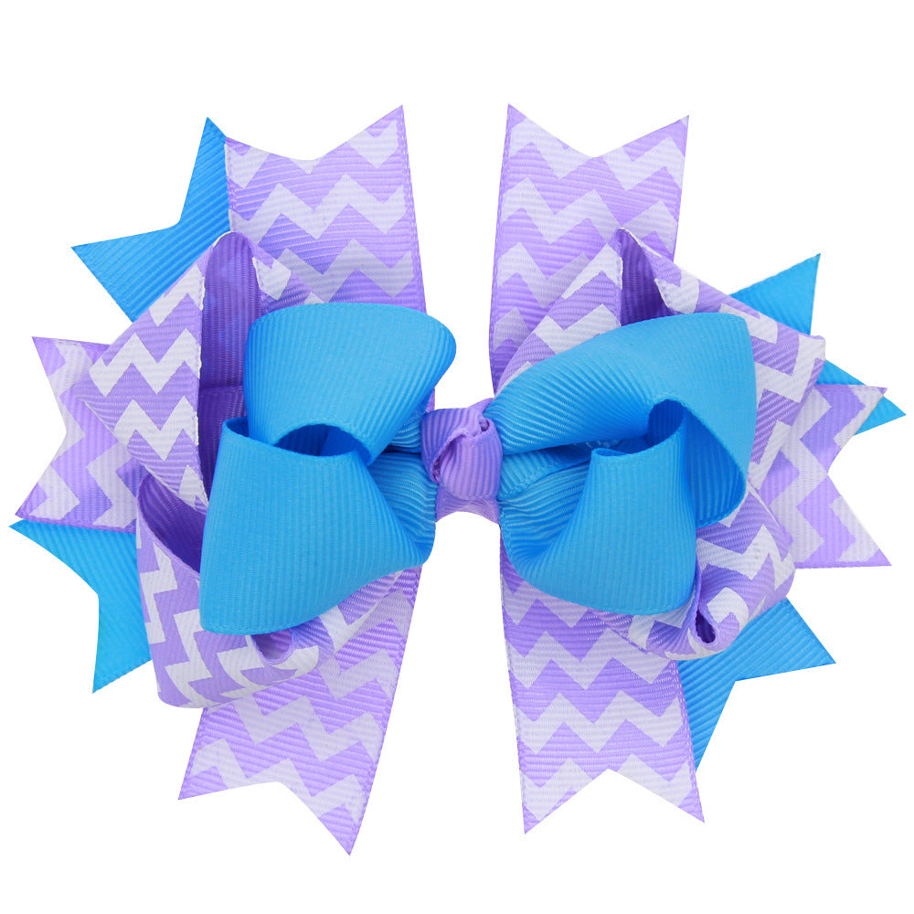 European And American Children's Wavy Bow Hairpin Color Matching