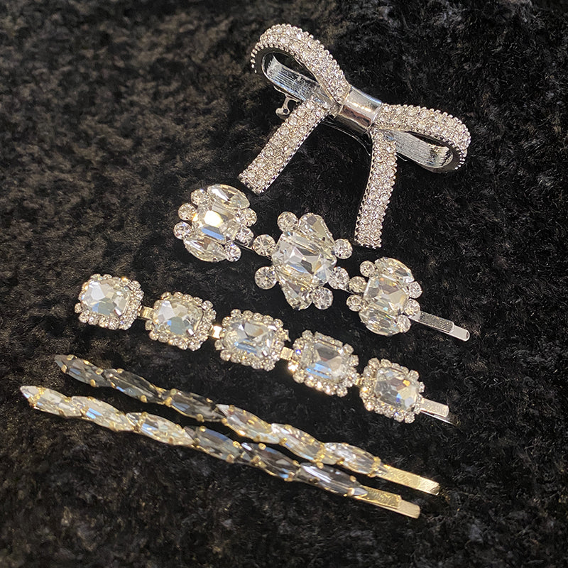Rhinestone One-word Hairpin Side Chuck Clip