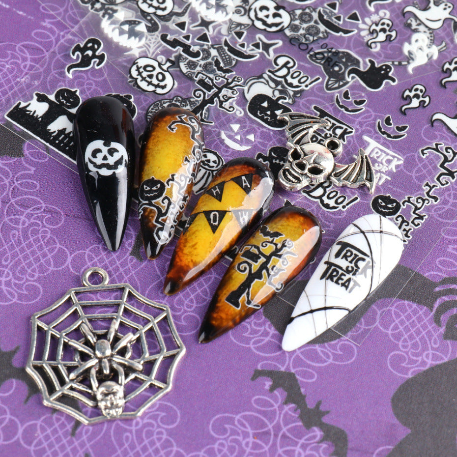 Nail Sticker Luminous Halloween Spider Skull Decal