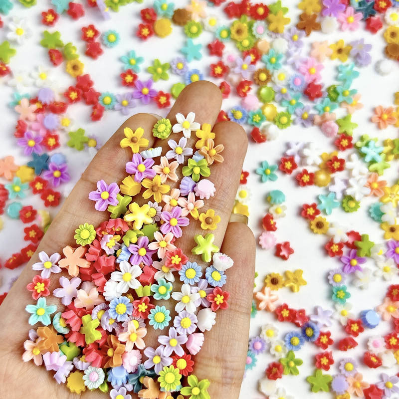 Resin Color Five Petal Flower Nail Jewelry