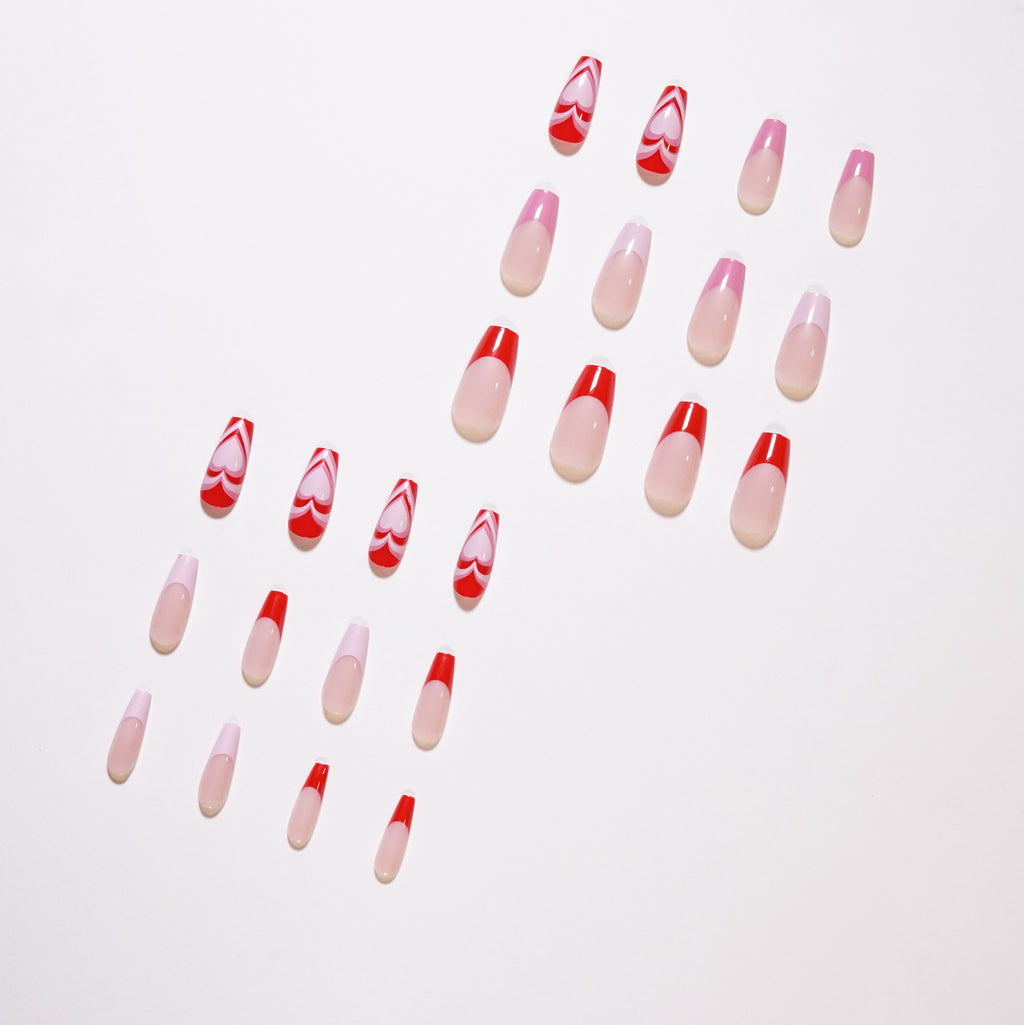 French Peach Heart Wear Finished Nail Beauty Removable Nail Tip