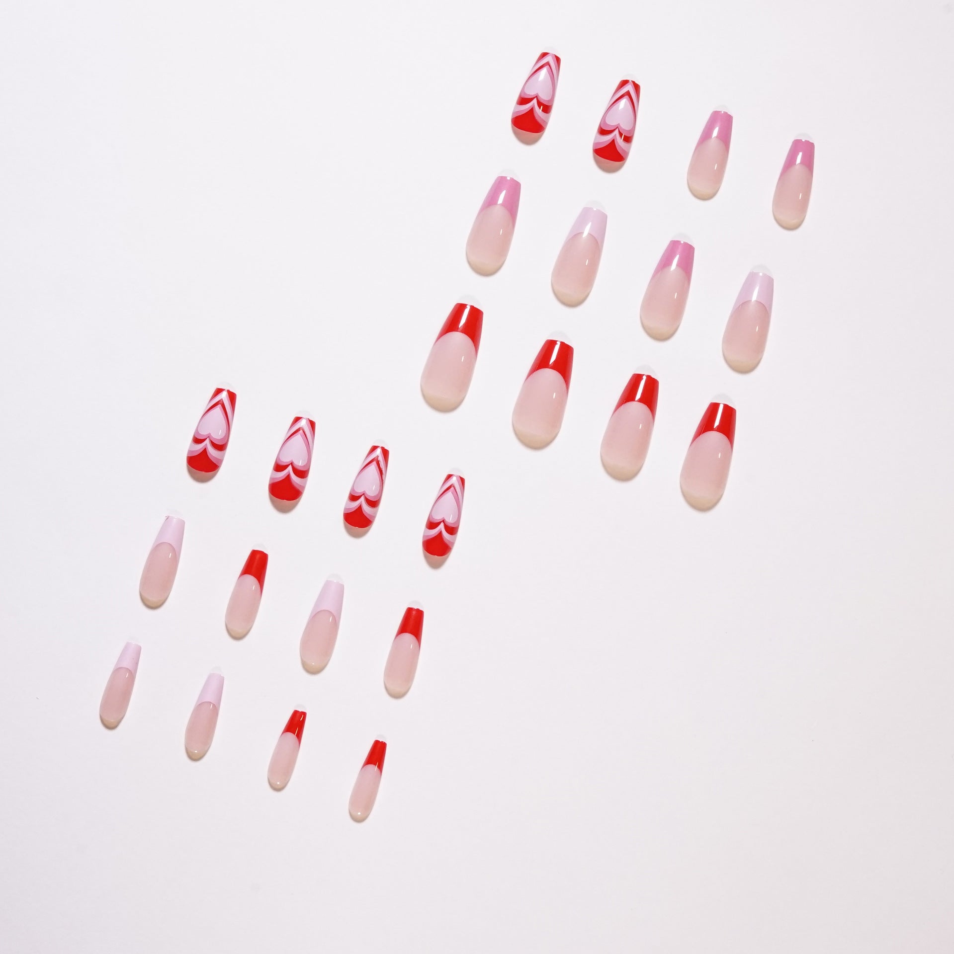 French Peach Heart Wear Finished Nail Beauty Removable Nail Tip