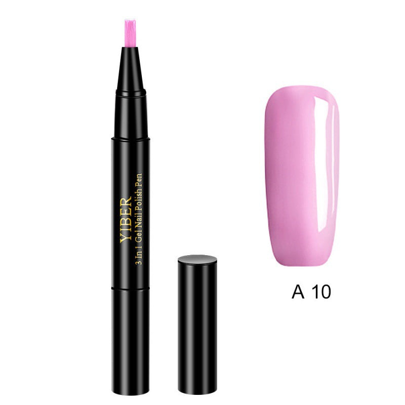 Yiber 5pcs Nail Polish Pen 3 In 1 One Step Glue Pen Multicolor