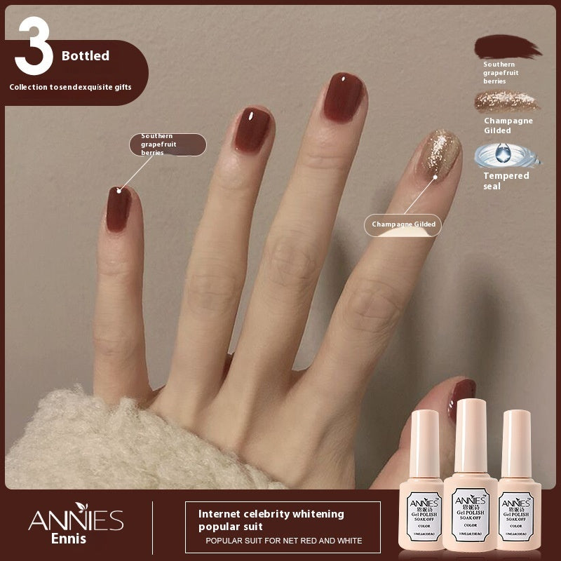 Annies Ennis Women's Three-color New Ice Jelly Nude Color Gel Nail Polish Suit