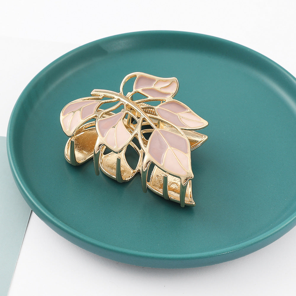 Women's Autumn Leaf Metal Grab Clip