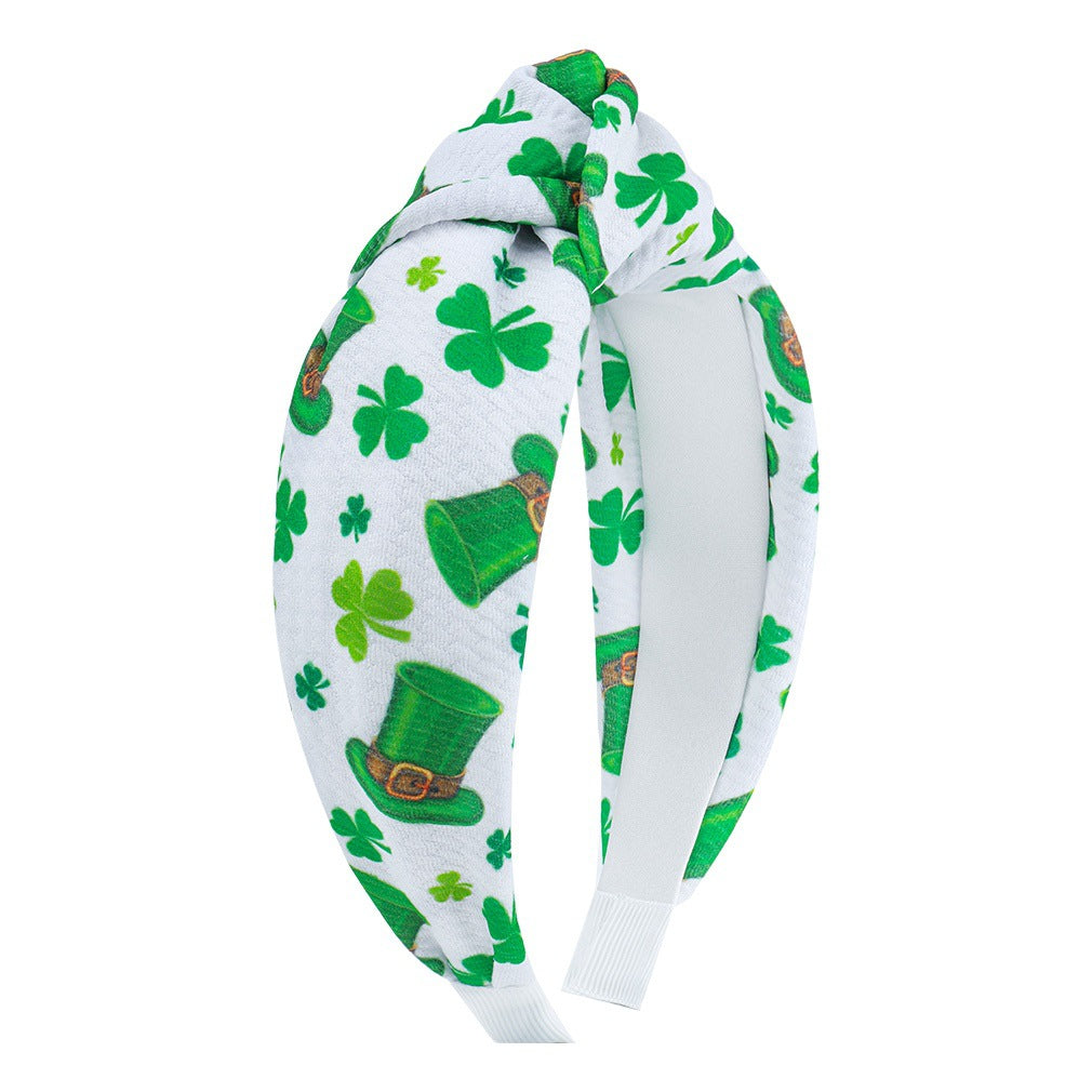 St Patrick's Holiday Clover Seersucker Knotted Hair Hoop