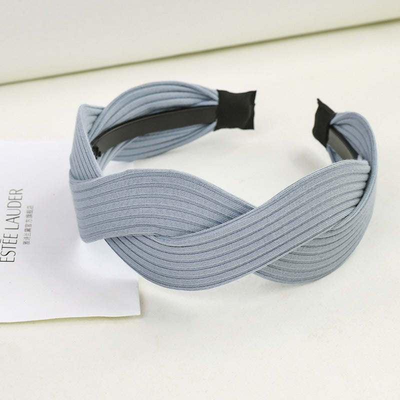 Fabric striped cross-knotted wide-brim hair accessory