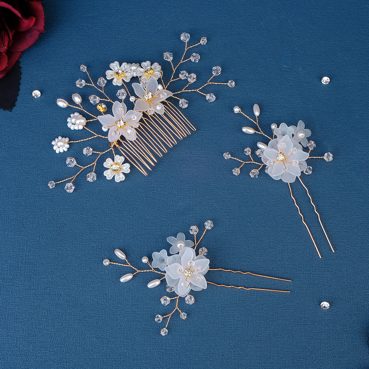 Pearl Flower Exquisite Flower Leaf Bridal Headdress Hair Comb