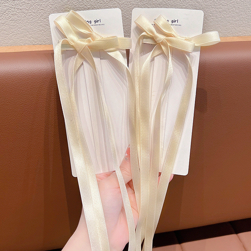 Ribbon Bowknot Long Girl Princess Braided Hairpin