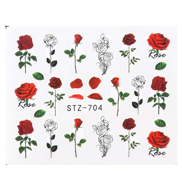 Ink Flower Series Nail Water World Stickers