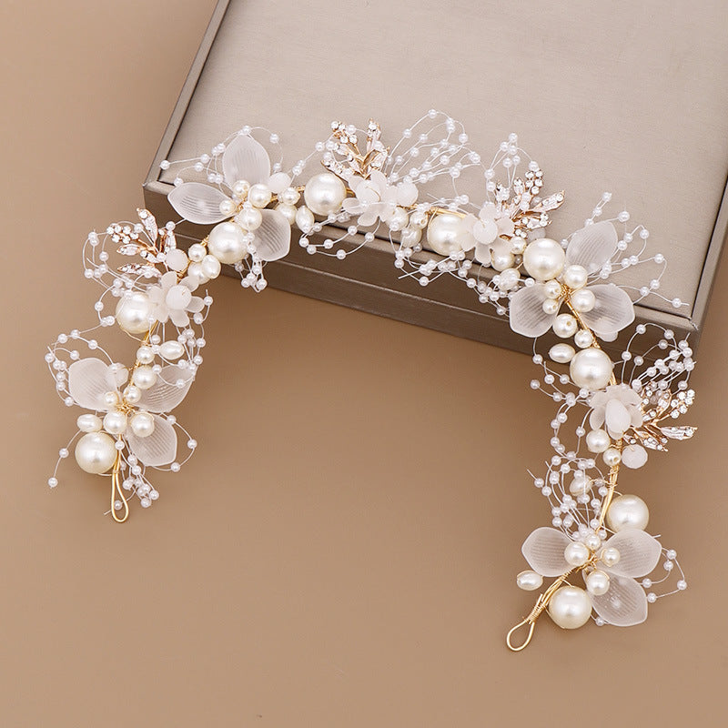 Children's Fashion Pearl Flower Golden Leaf Headdress