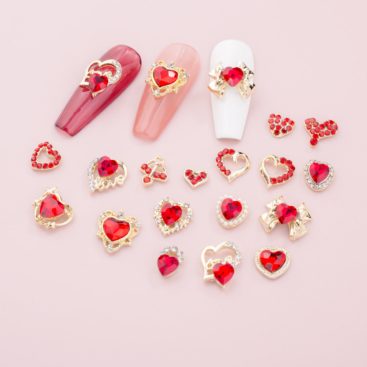Glass New Year Nail Ornament Red Bow Accessories