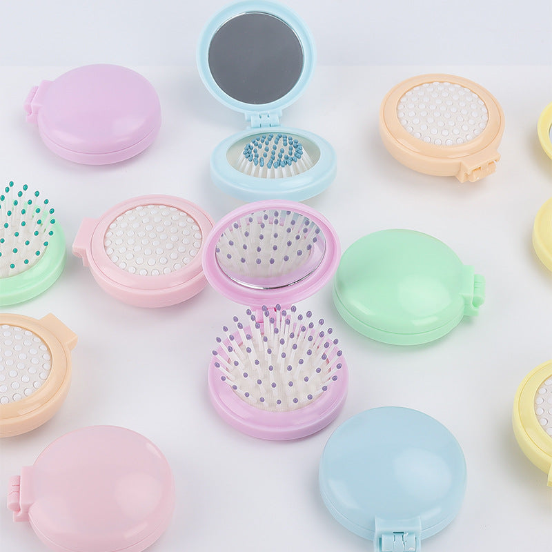 Plastic Portable Folding Comb Mirror Smooth Hair Without Knot