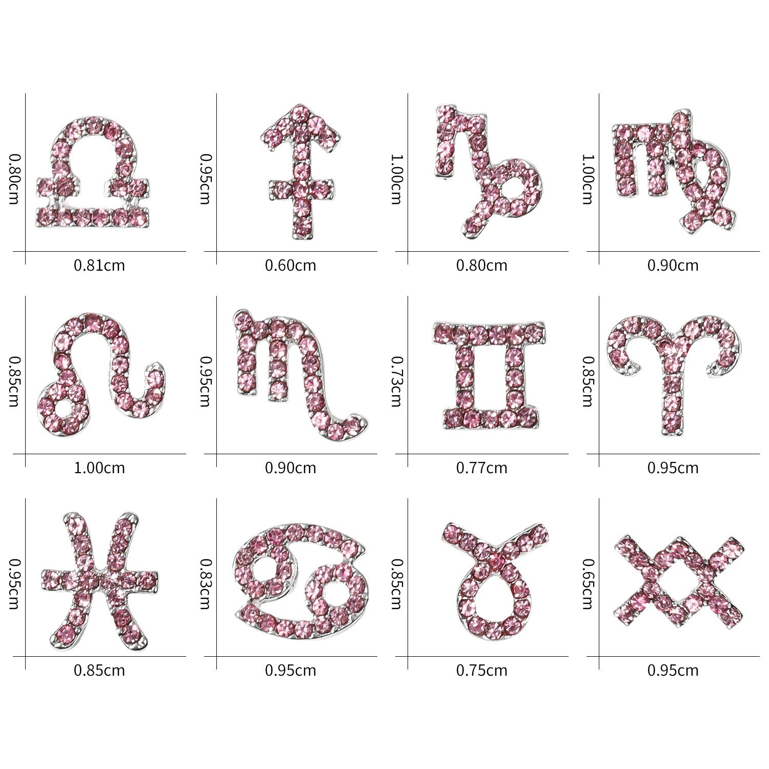 12 Zodiac Sign Nail Art Accessories Alloy Rhinestone 3D Nail Stickers For DIY Nail Decorations