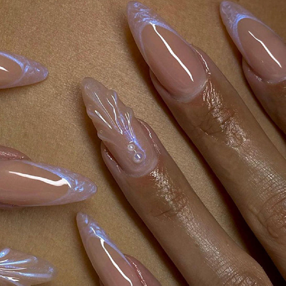 Nude Almond-shaped Three-dimensional Shell Wear Nail Polish