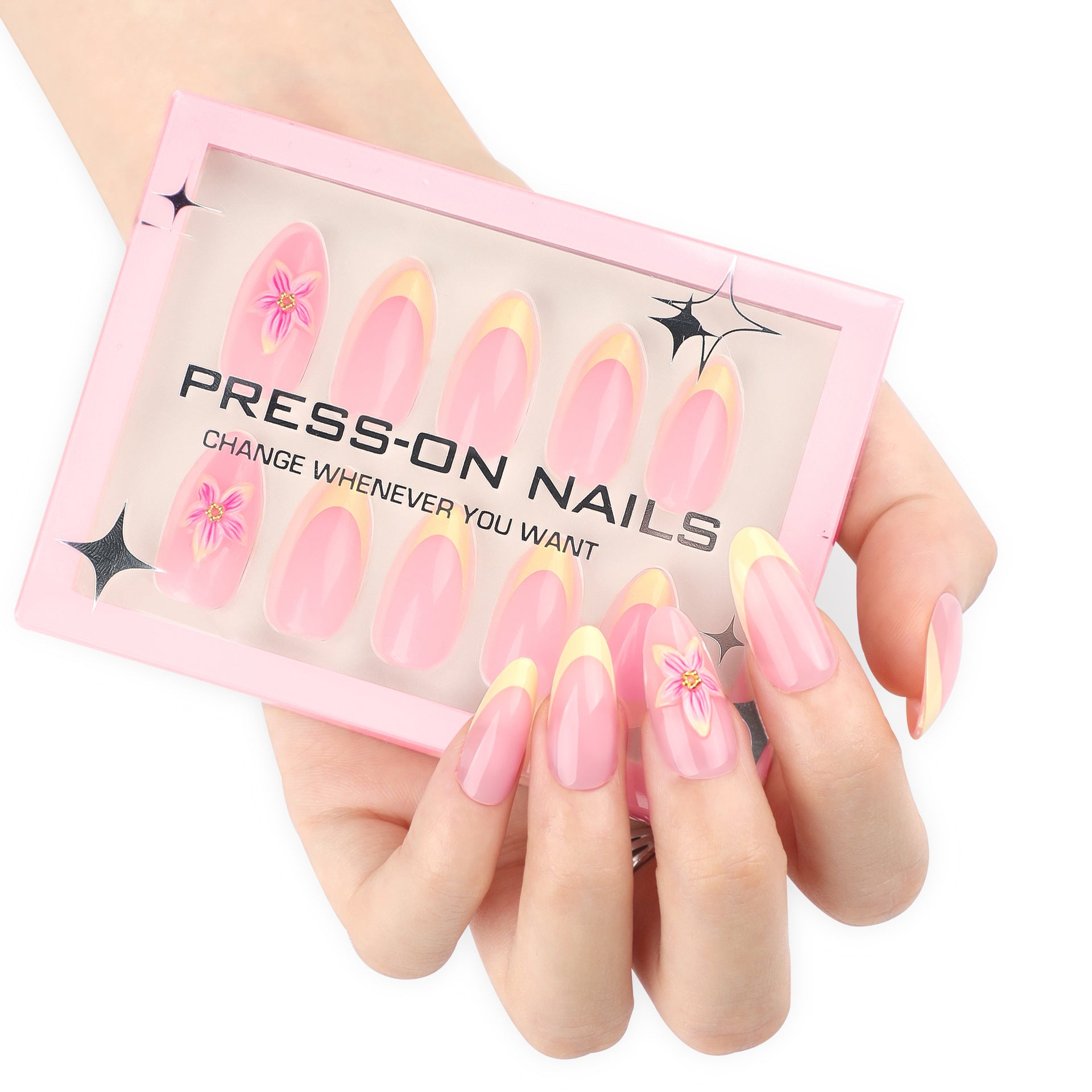 Three-dimensional Flower Manicure Nail Shaped Piece French Yellow