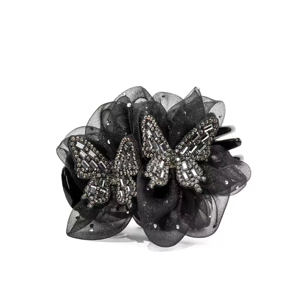 Double Butterfly Black Veil Bun Grip